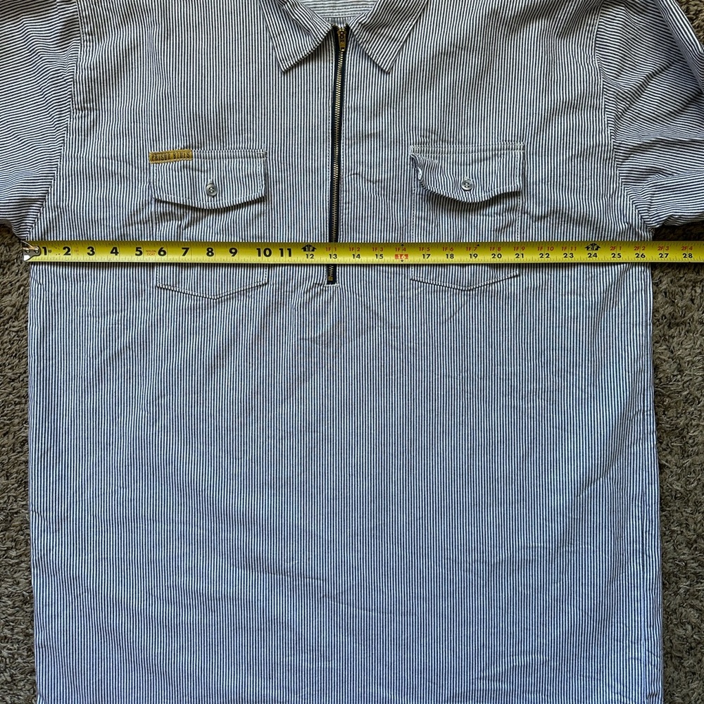PRISON BLUES Hickory Stripe Work Shirt Half Zip Mens  2XL TALL Long Sleeve - Picture 7 of 9